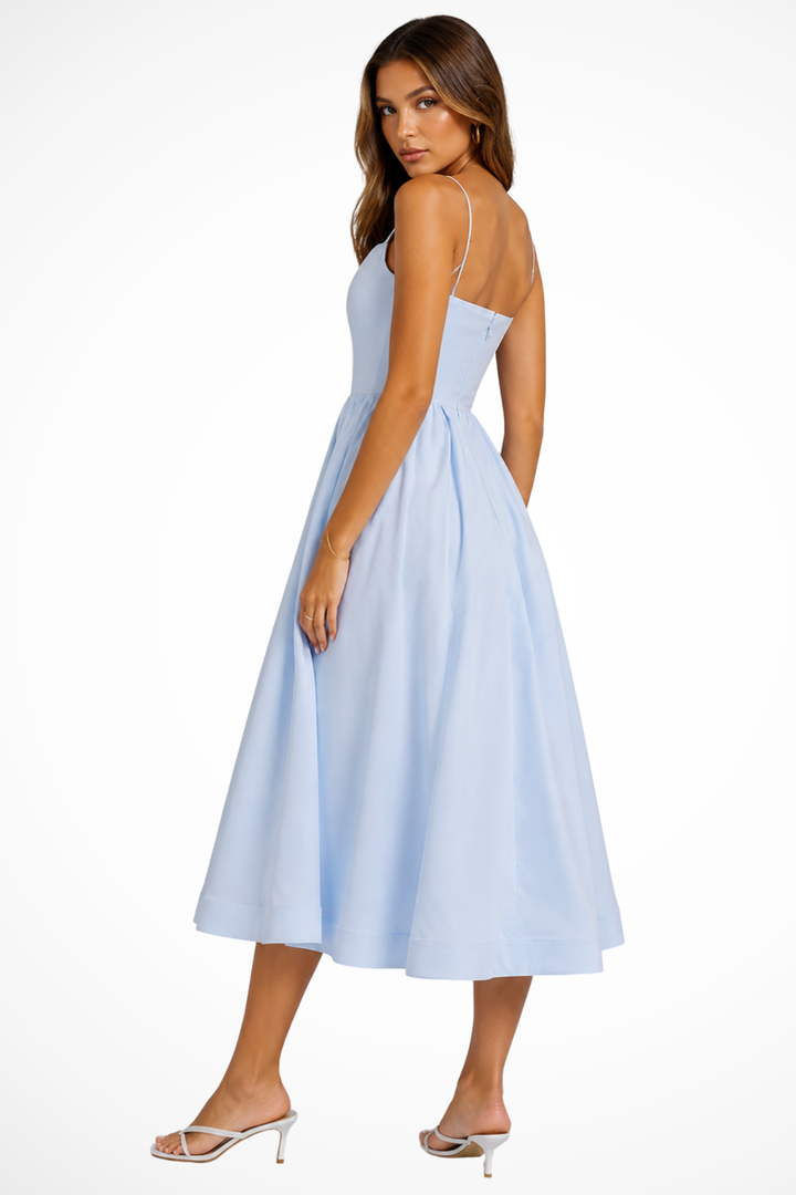 Women's Square Neck Flared Cami Midi Dress – Sorvienne