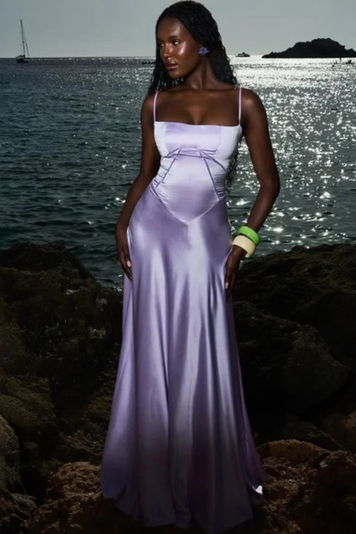 Sorvienne Women's Satin Corset Maxi Dress