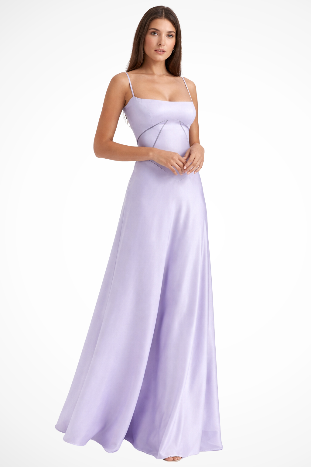 Sorvienne Women's Satin Corset Maxi Dress in Purple
