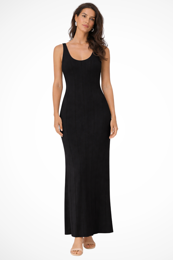 Sorvienne Women's Sleeveless Knit Maxi Dress in Black