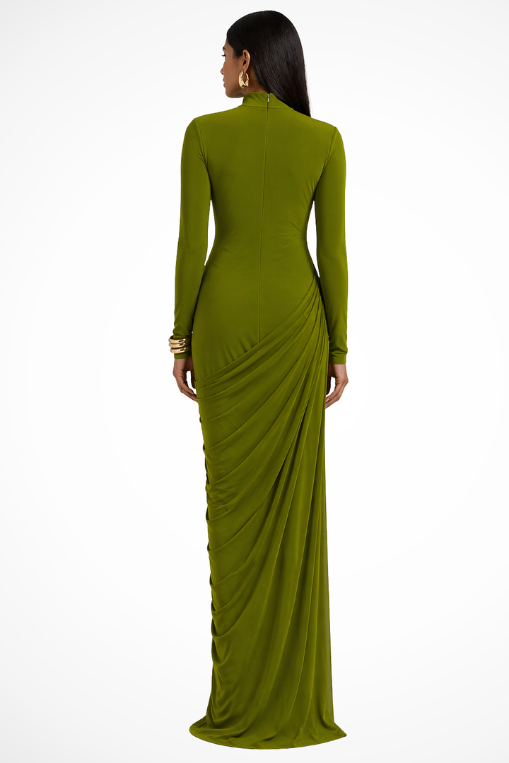 Sorvienne Women's Long Sleeve High Neck Maxi Dress