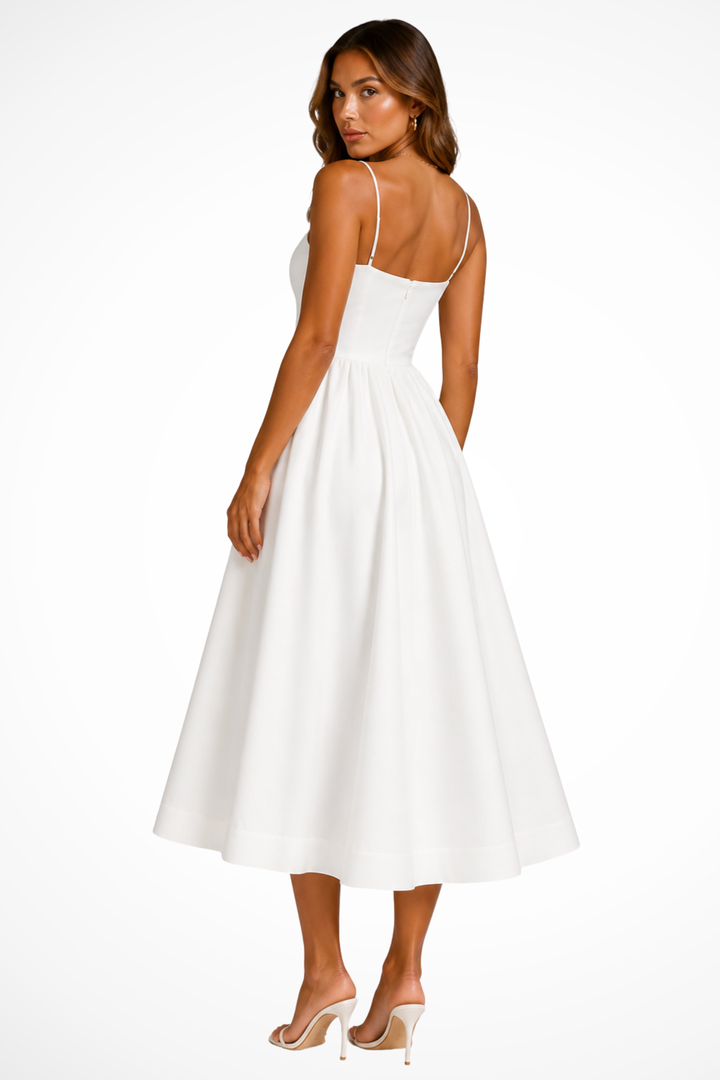 Women's Square Neck Flared Cami Midi Dress – Sorvienne