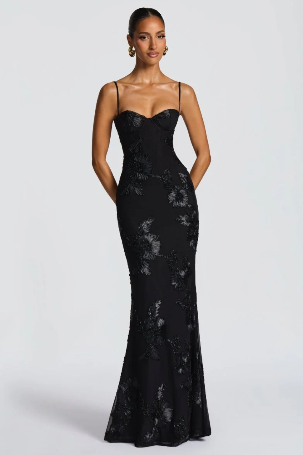 Women's Floral Embroidered Corset Maxi Dress – Sorvienne