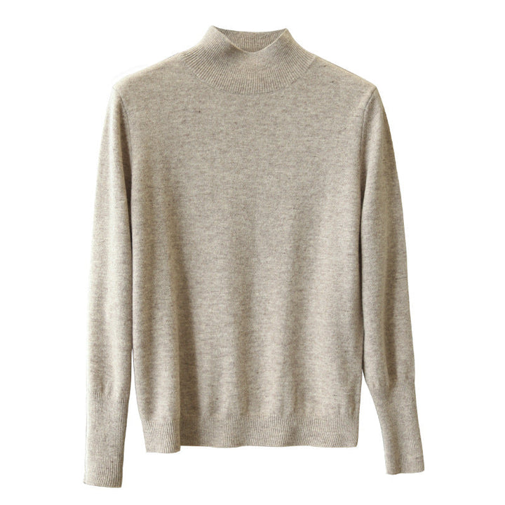 Sorvienne Slim Fine Knit Mock Neck Jumper in Camel