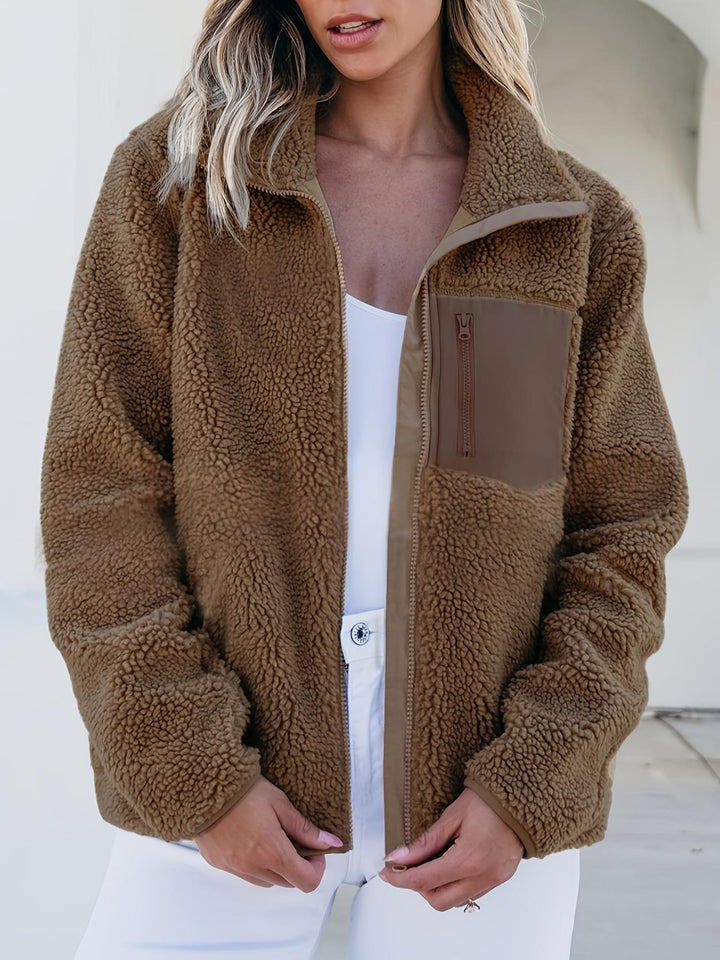 Sorvienne Relaxed Zip Borg Fleece Jacket