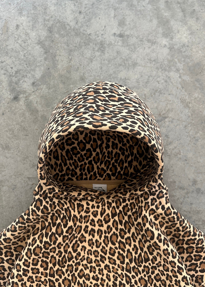 Sorvienne Relaxed Leopard Print Hoodie