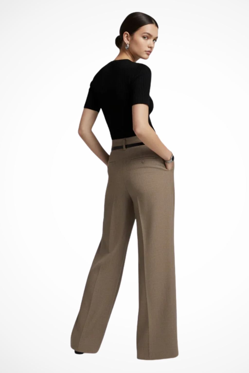 Sorvienne Women's Tailored Wide Leg Trousers