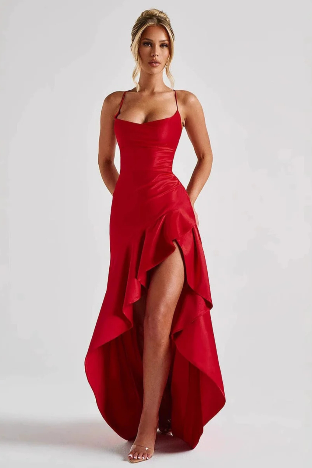 Women's Cowl Neck Satin Slip Maxi Dress – Sorvienne