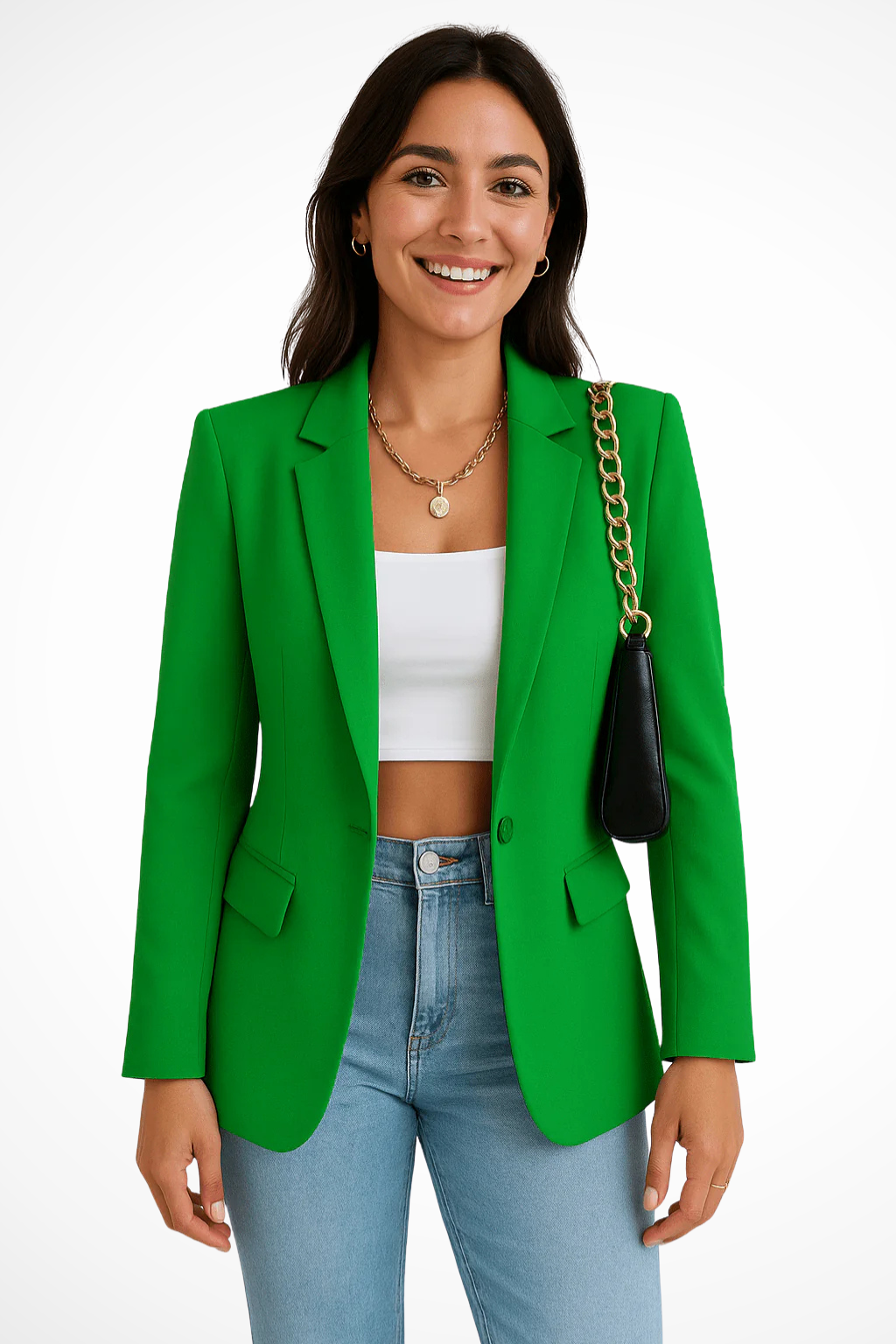 Sorvienne Women's Tailored Blazer Jacket in Green