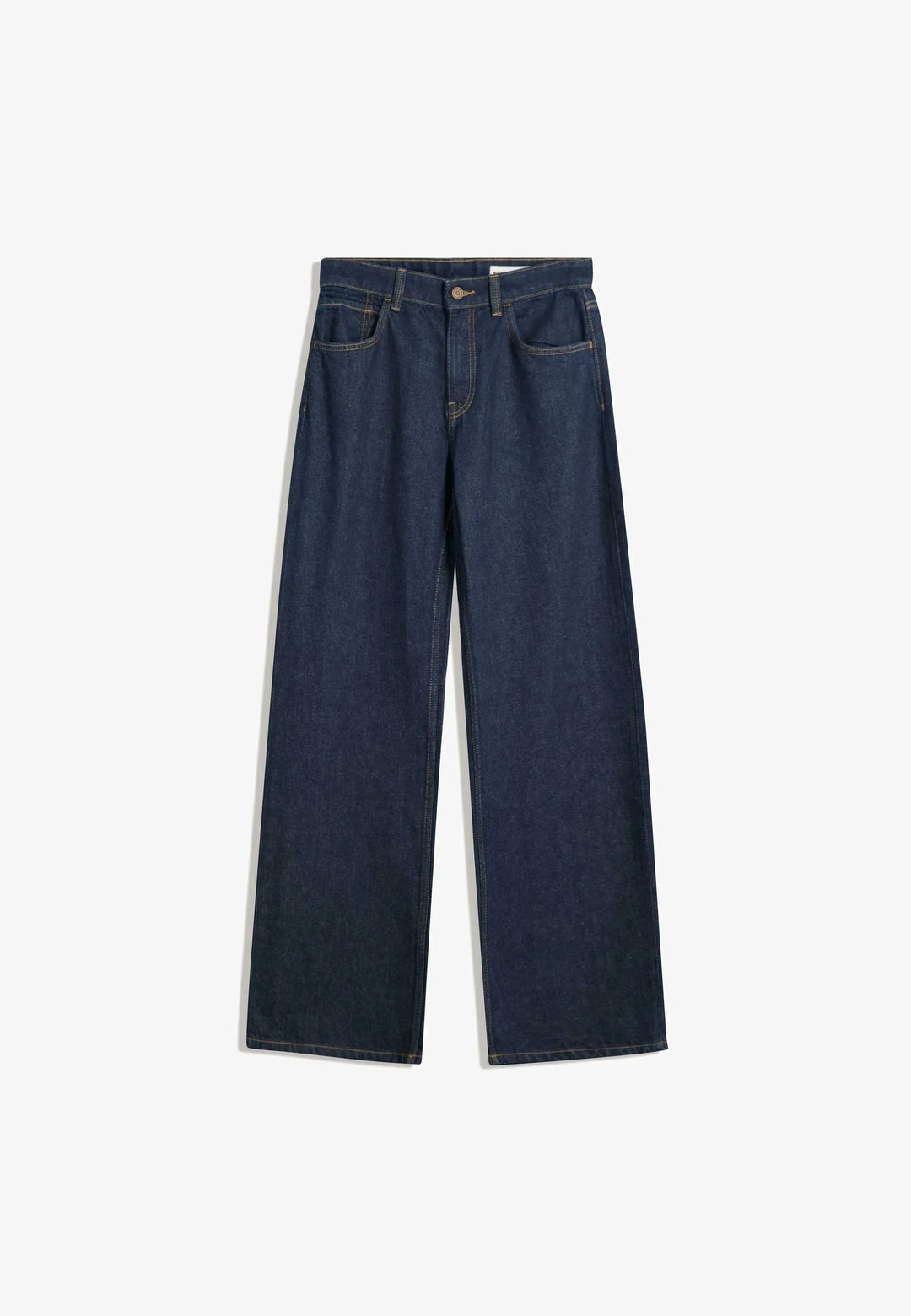 Sorvienne Relaxed High Waisted Wide Leg Jeans in Dark Blue