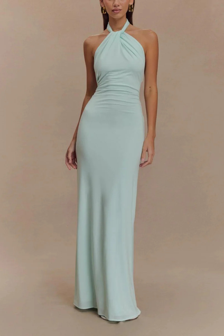 Sorvienne Women's Halter Neck Bodycon Maxi Dress
