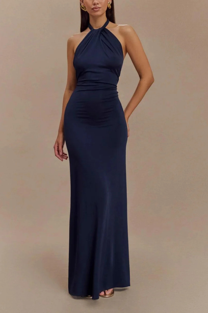 Sorvienne Women's Halter Neck Bodycon Maxi Dress