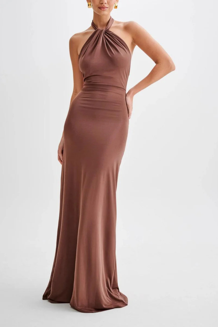 Sorvienne Women's Halter Neck Bodycon Maxi Dress