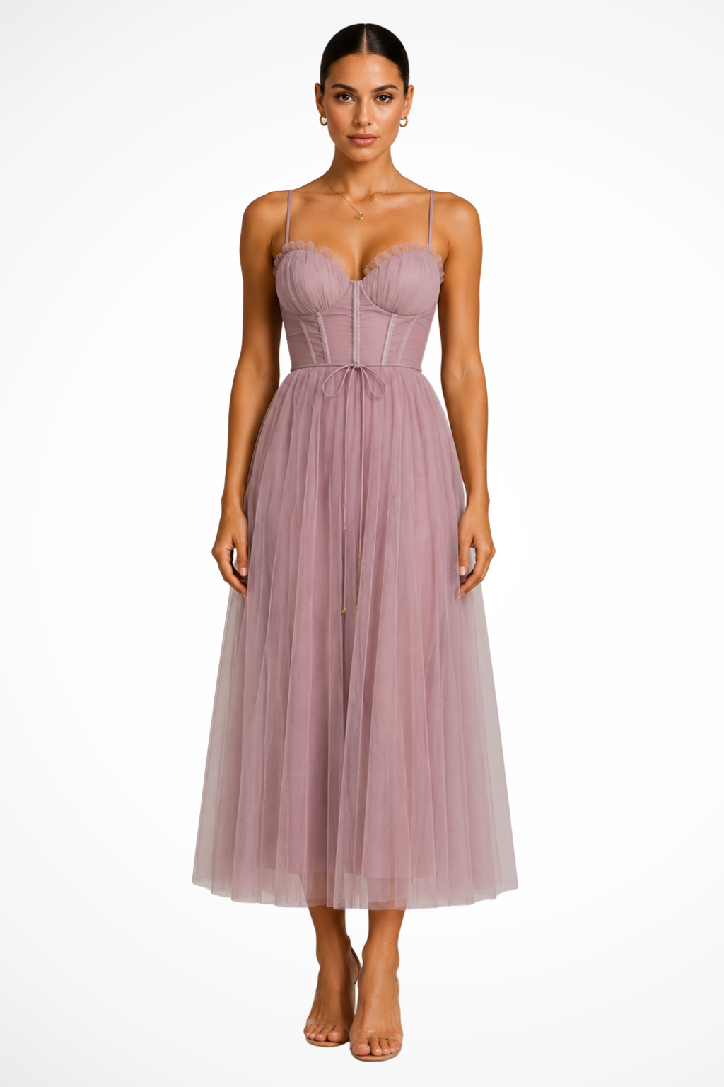 Pink Women's Corset Tiered Midi Dress – Sorvienne