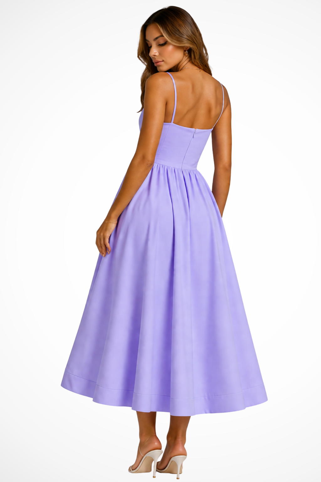 Women's Square Neck Flared Cami Midi Dress – Sorvienne