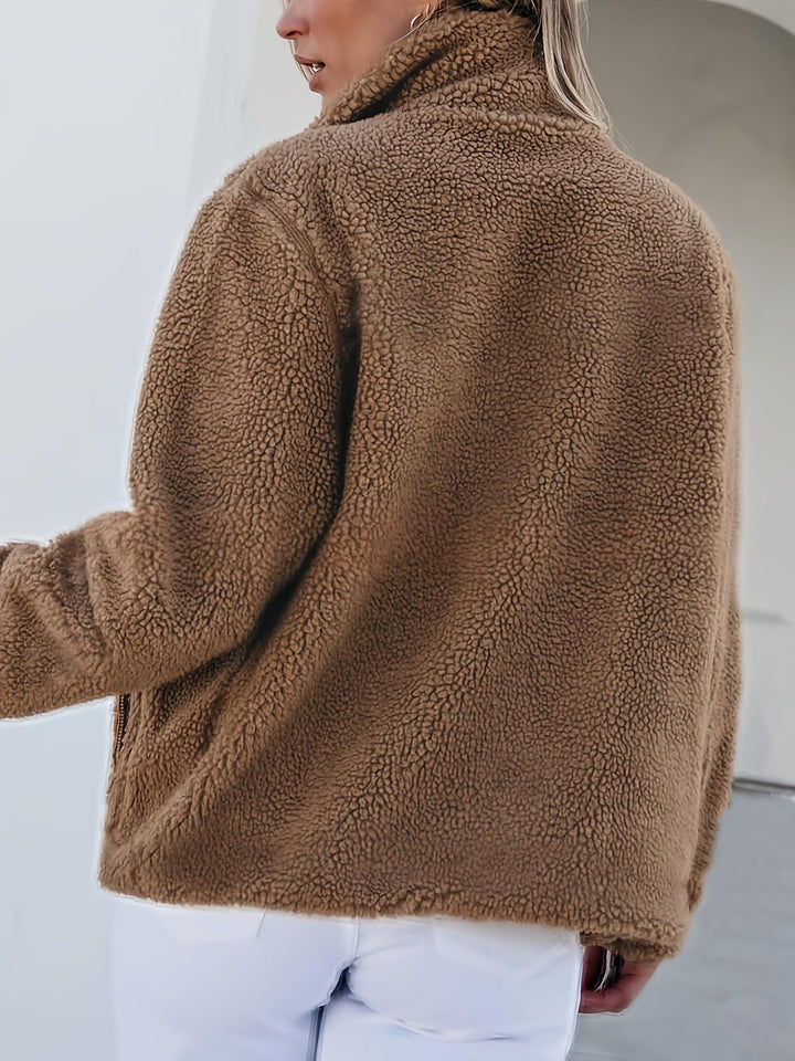 Sorvienne Relaxed Zip Borg Fleece Jacket