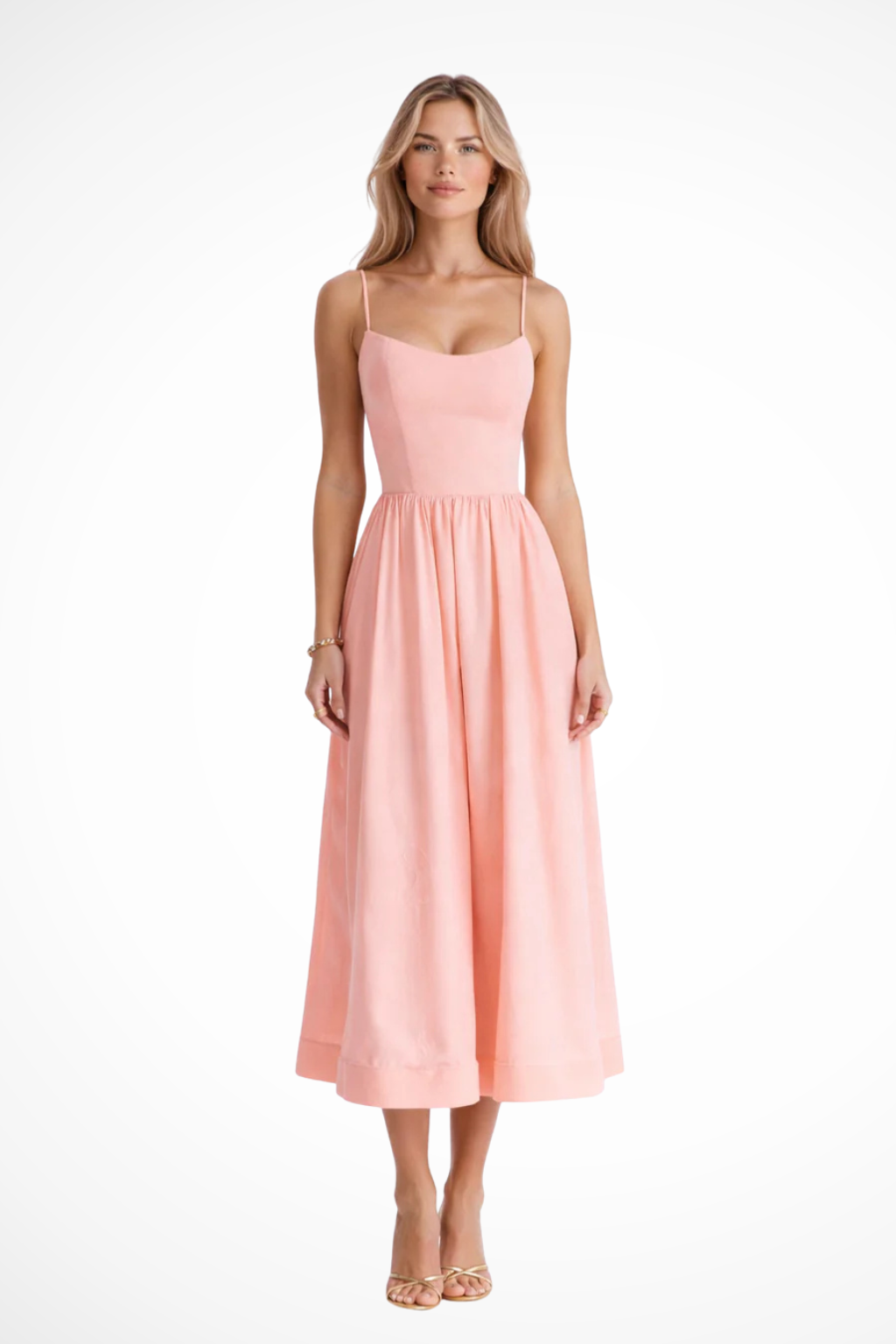 A-Line Ascot Collar Midi Dress Pink – Sorvienne