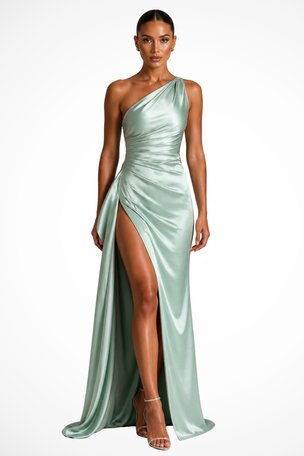Light Green Women's One Shoulder Maxi Dress – Sorvienne