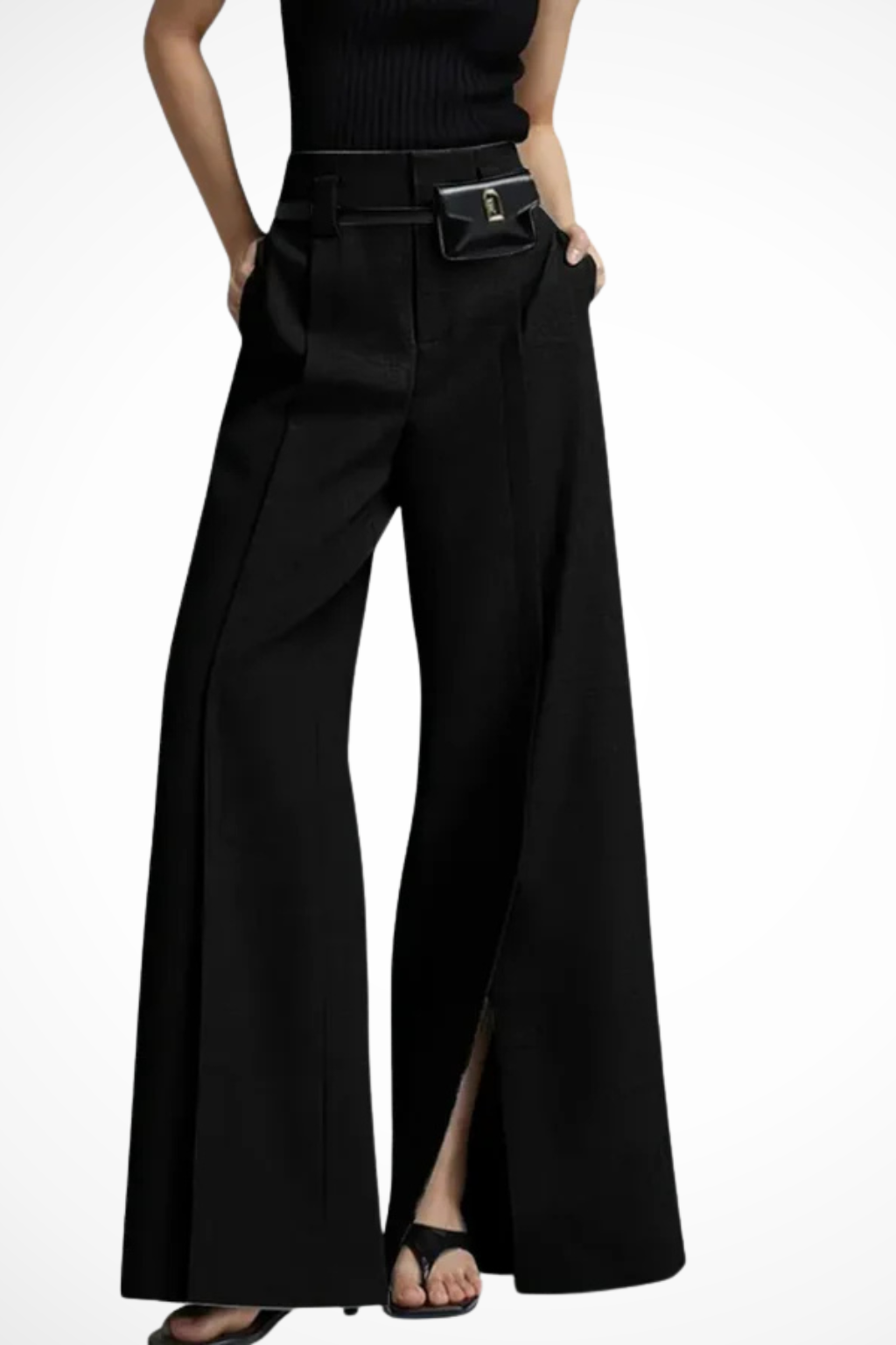Sorvienne Women's Tailored Wide Leg Trousers