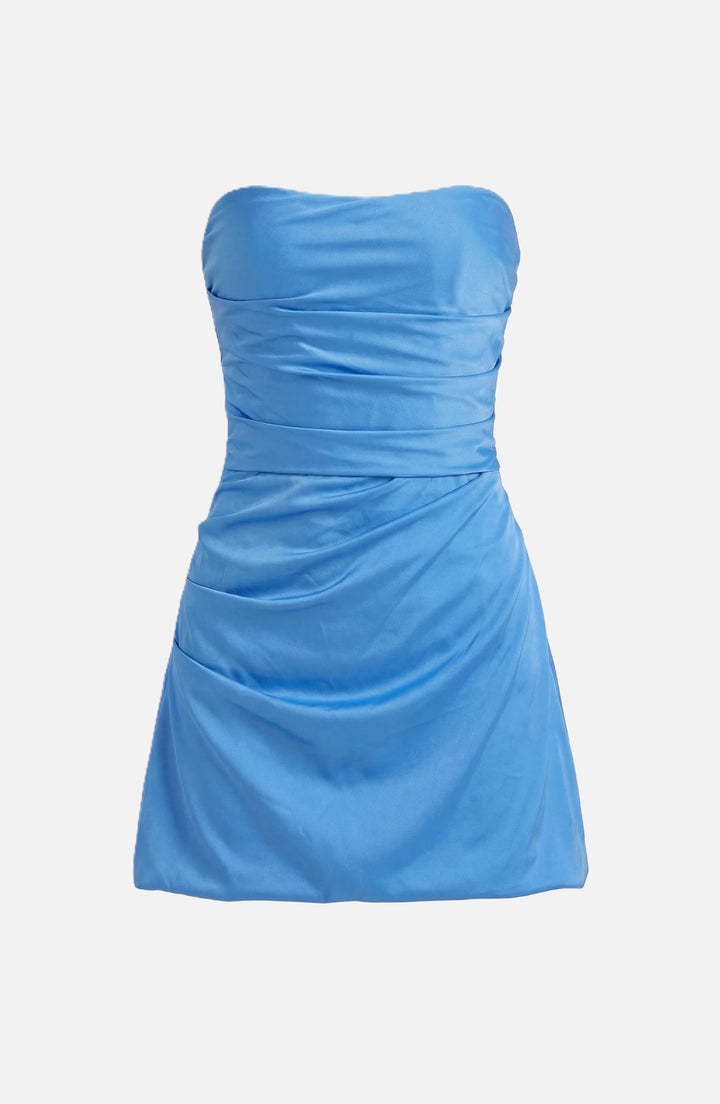 Party Dress Strapless Ruched Draped Mini with Asymmetric Hem - Siopie