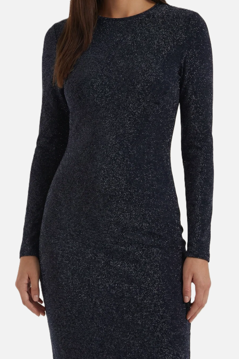 Glitter Long Sleeve Bodycon Midi Dress - Siopie