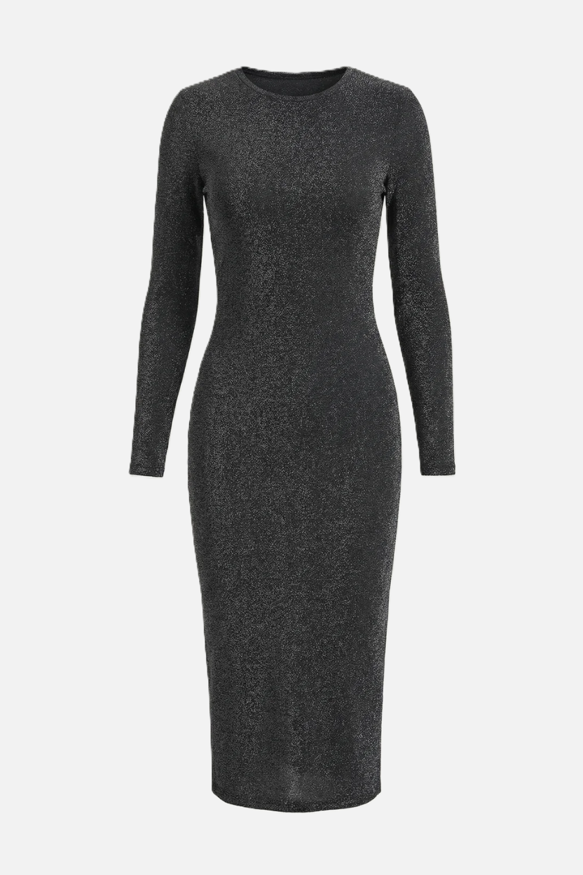 Glitter Long Sleeve Bodycon Midi Dress - Siopie