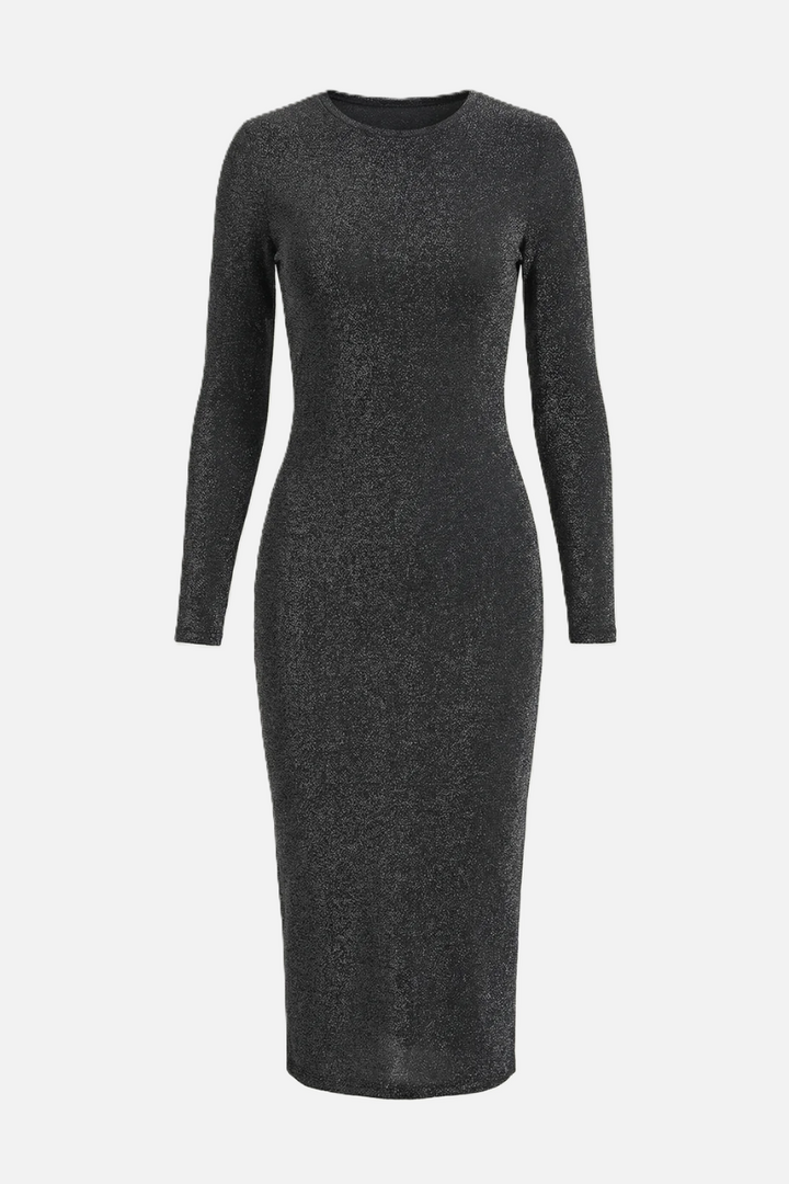 Glitter Long Sleeve Bodycon Midi Dress - Siopie