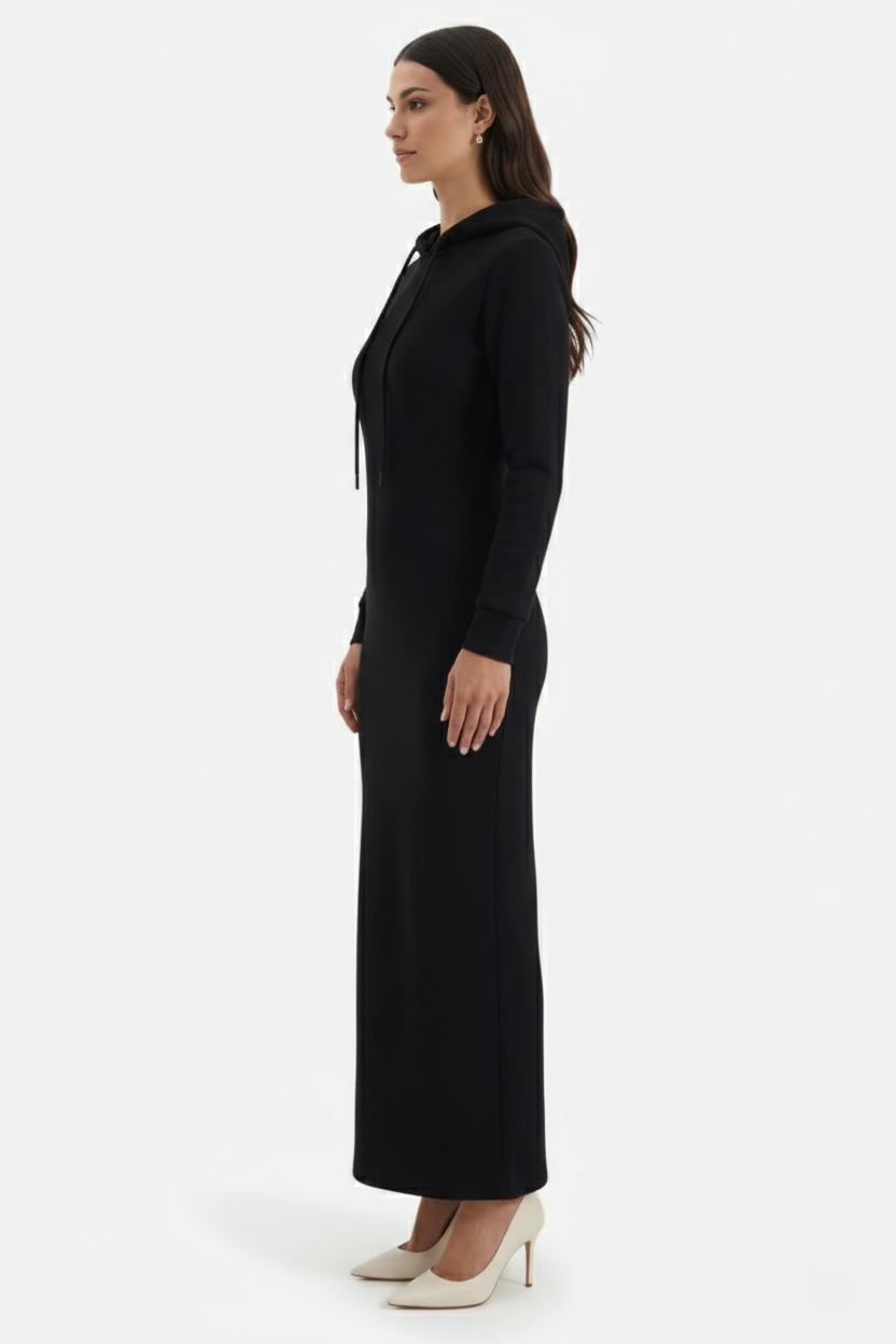 Hooded Bodycon Maxi Dress Long Sleeve Casual Streetwear - Siopie