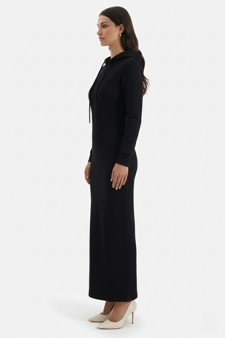 Hooded Bodycon Maxi Dress Long Sleeve Casual Streetwear - Siopie