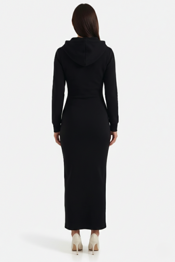 Hooded Bodycon Maxi Dress Long Sleeve Casual Streetwear - Siopie