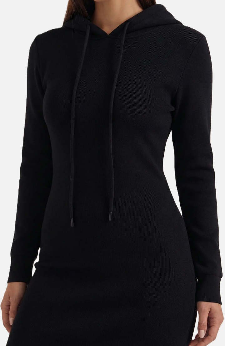 Hooded Bodycon Maxi Dress Long Sleeve Casual Streetwear - Siopie