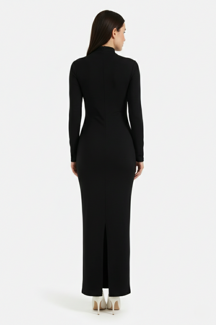 Bodycon Maxi Dress Asymmetric Cutout Long Sleeve - Siopie
