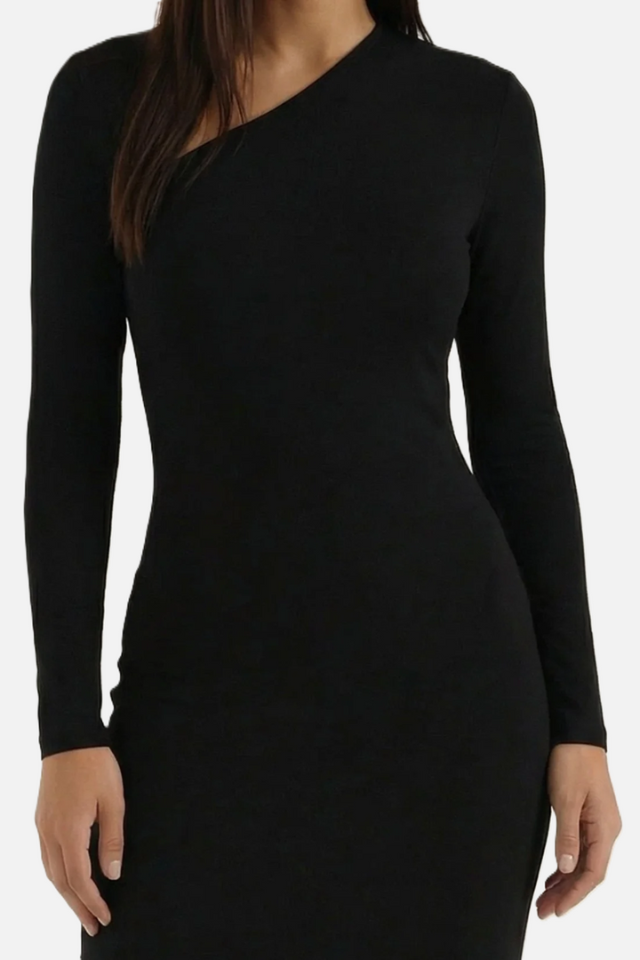 Bodycon Maxi Dress Asymmetric Cutout Long Sleeve - Siopie