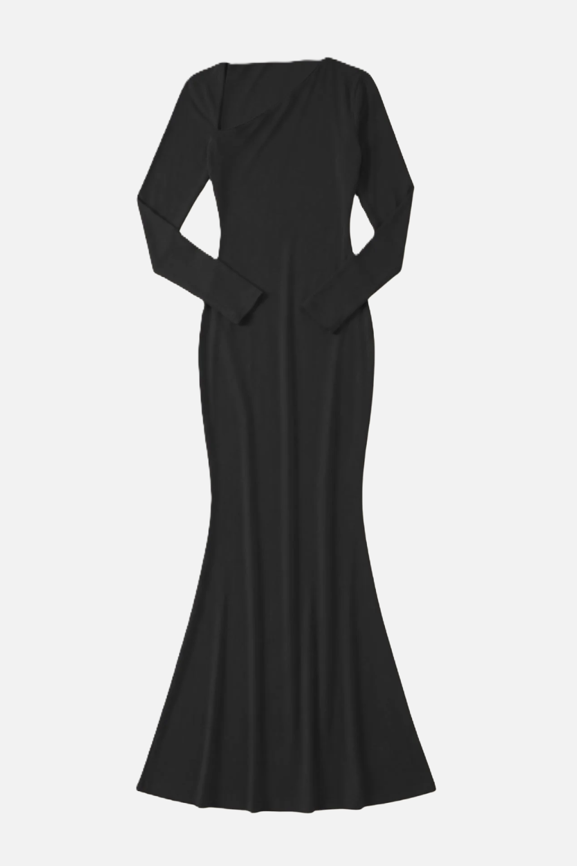 Bodycon Maxi Dress Asymmetric Cutout Long Sleeve - Siopie