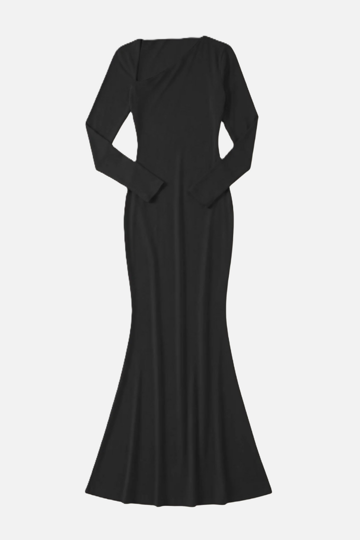 Bodycon Maxi Dress Asymmetric Cutout Long Sleeve - Siopie