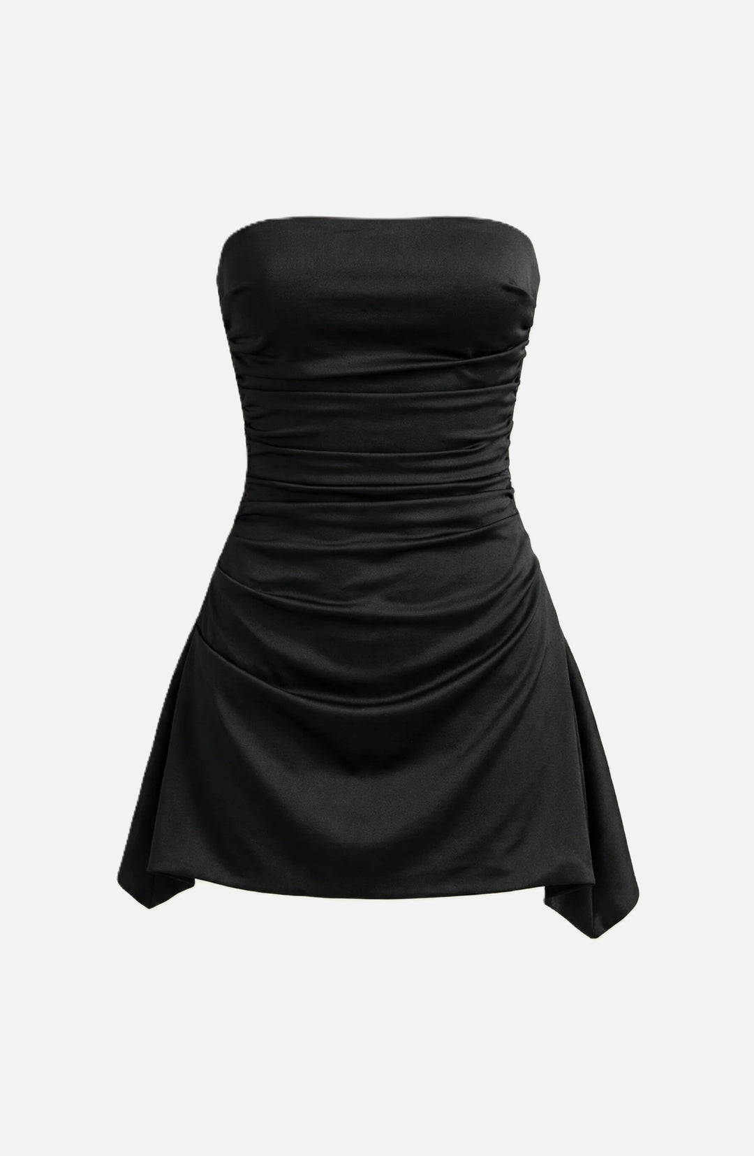 Party Dress Strapless Ruched Draped Mini with Asymmetric Hem - Siopie