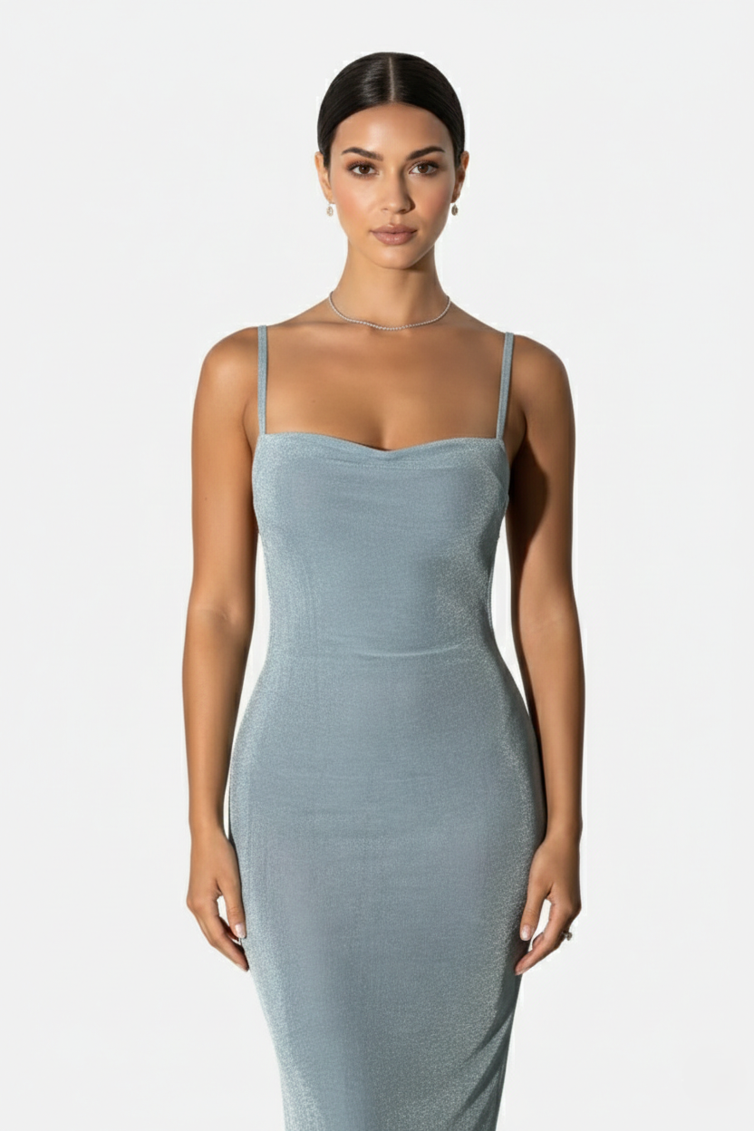 Spaghetti Strap Backless Maxi Dress Long Tie Back - Siopie