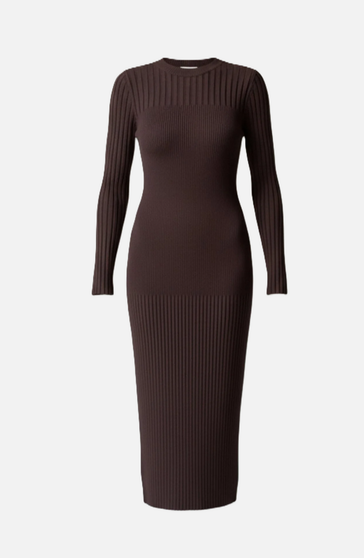 Bodycon Sweater Midi Dress Ribbed Knit Long Sleeve Crew Neck - Siopie