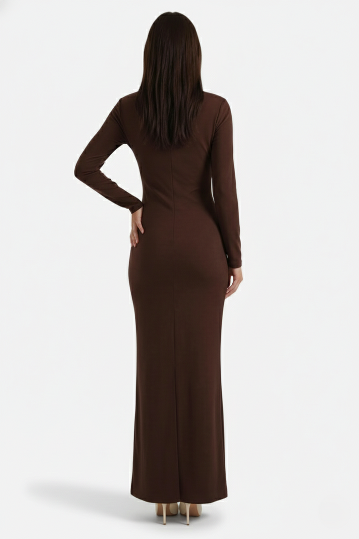 Bodycon Maxi Dress Asymmetric Cutout Long Sleeve - Siopie