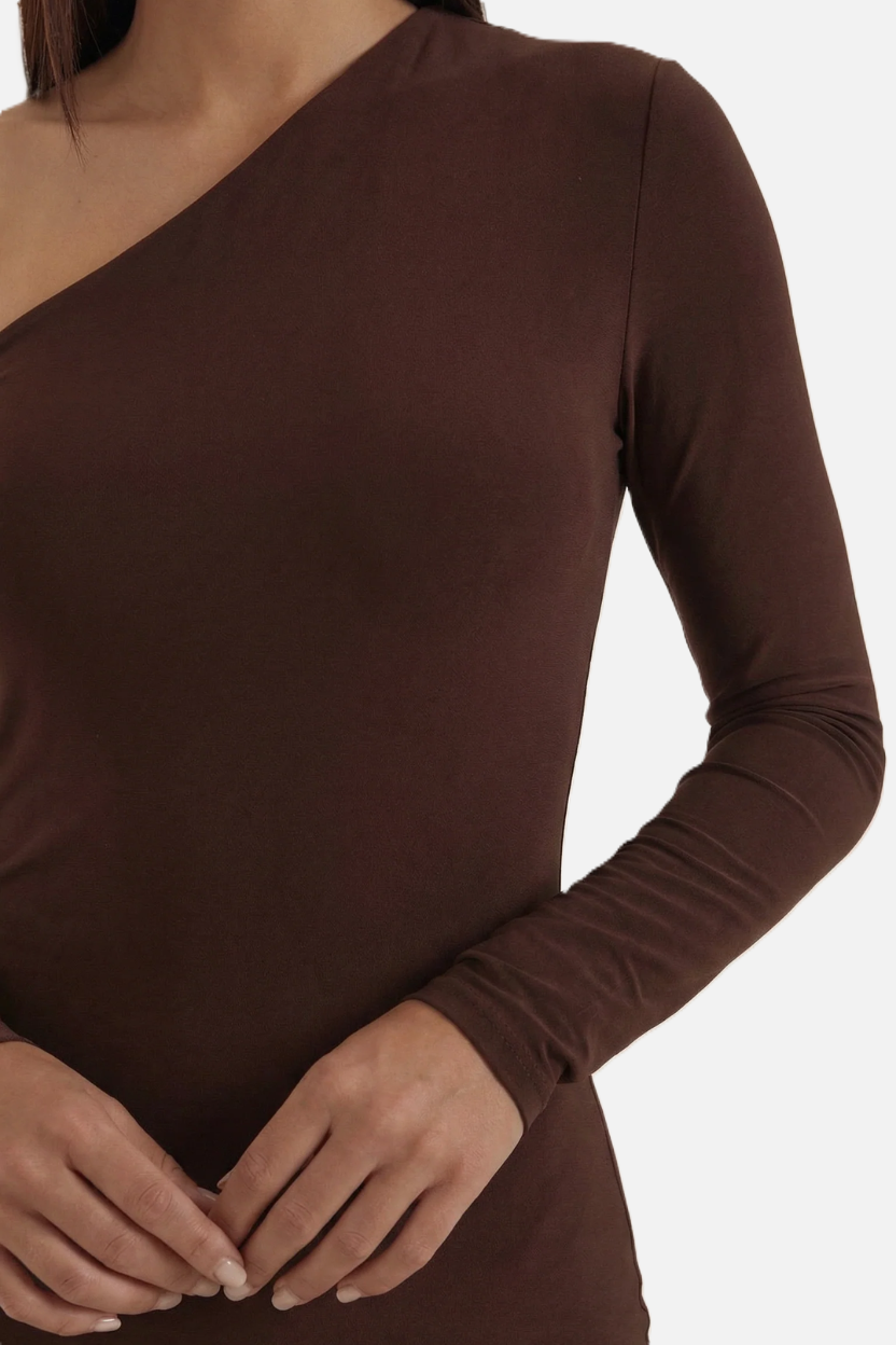 Bodycon Maxi Dress Asymmetric Cutout Long Sleeve - Siopie