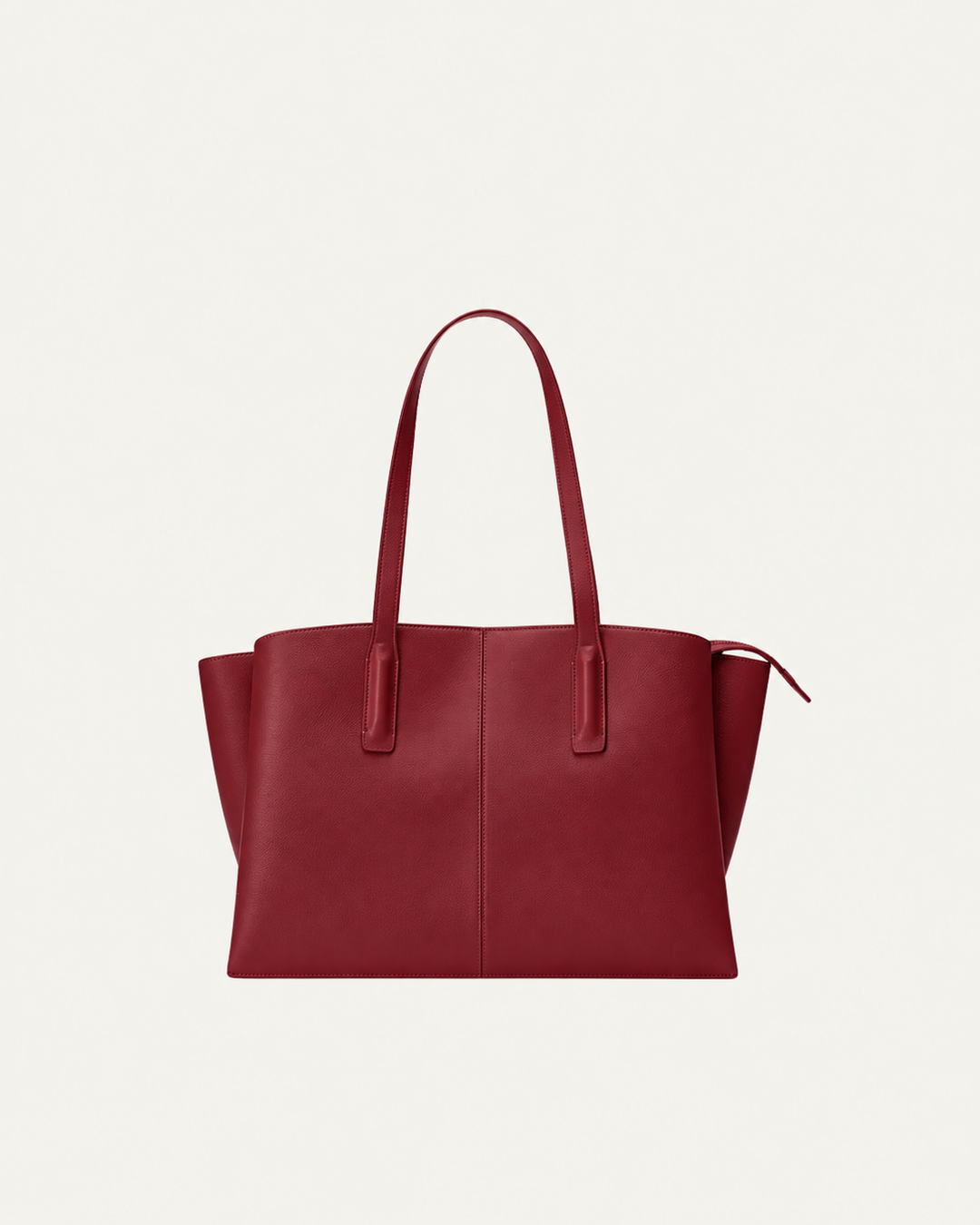 Sorvienne Structured Three Compartment Laptop Tote Bag in Burgundy