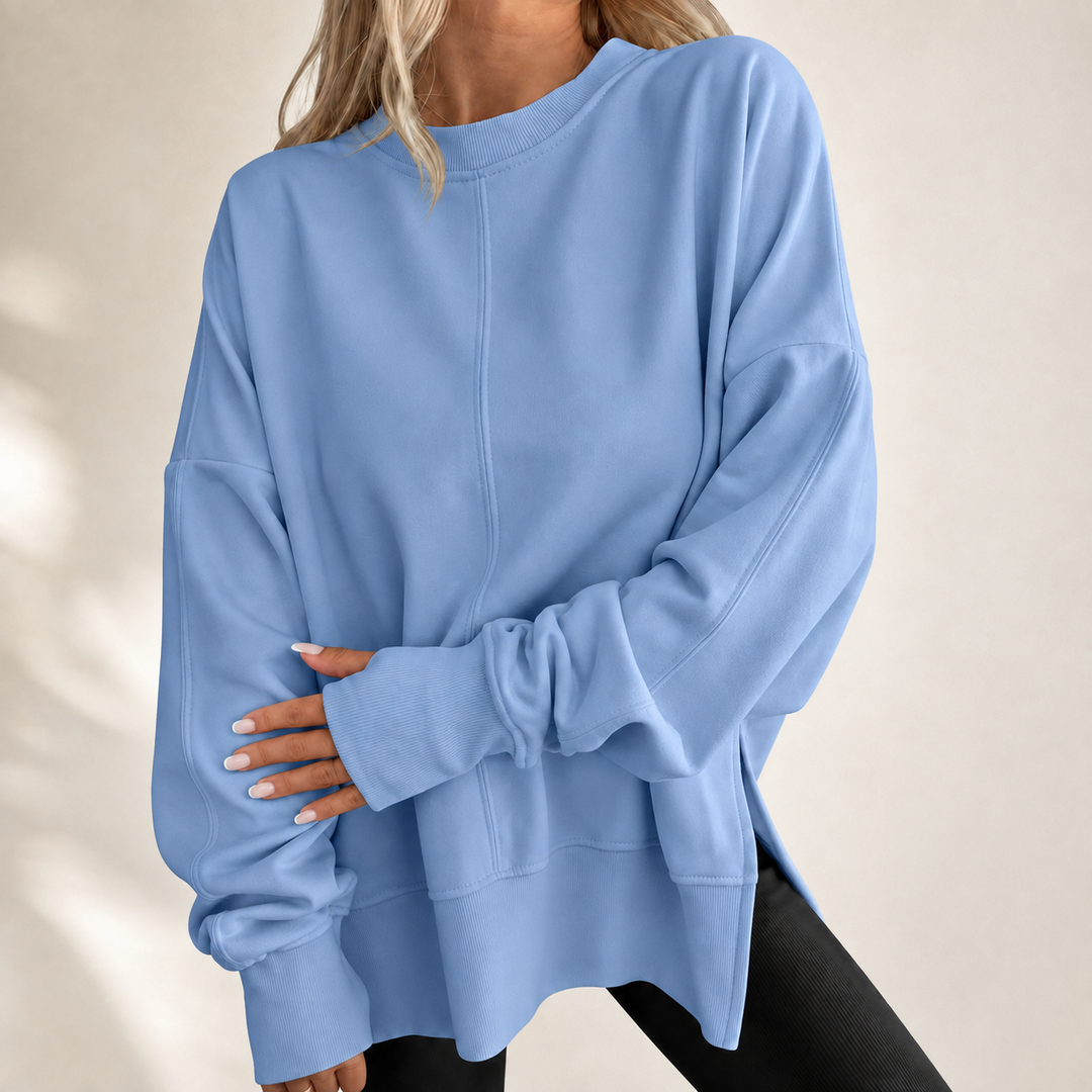 Sorvienne Oversized Sweatshirt with Side Splits in Sky Blue