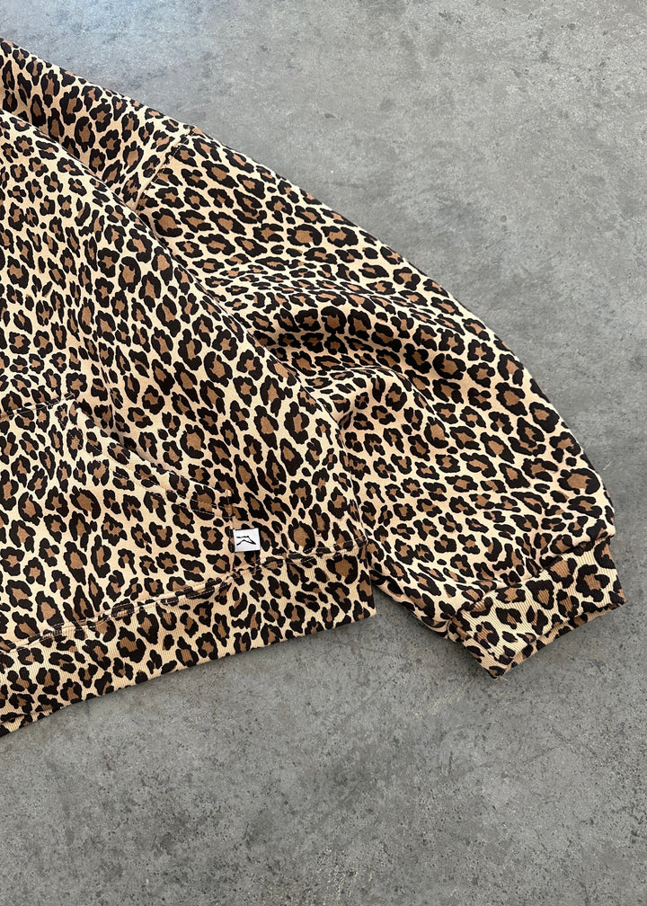 Sorvienne Relaxed Leopard Print Hoodie