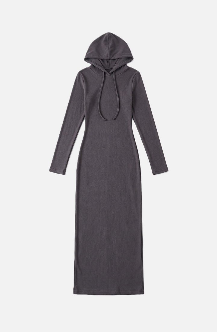 Hooded Bodycon Maxi Dress Long Sleeve Casual Streetwear - Siopie