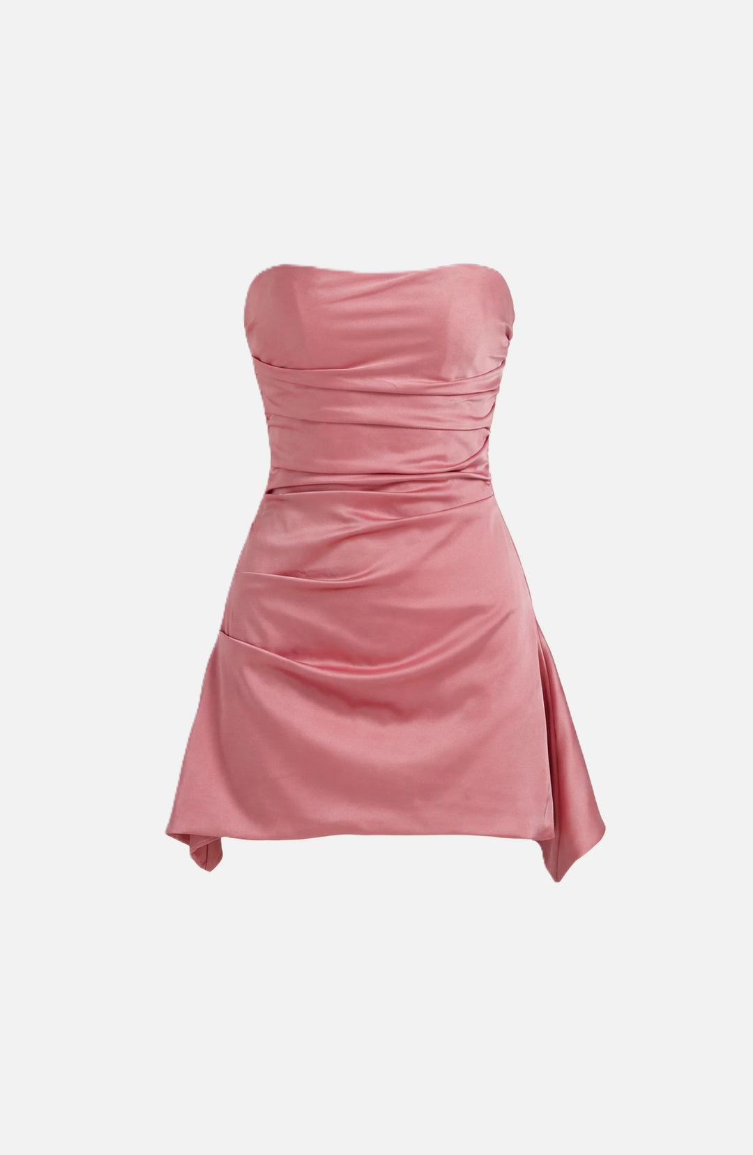 Party Dress Strapless Ruched Draped Mini with Asymmetric Hem - Siopie