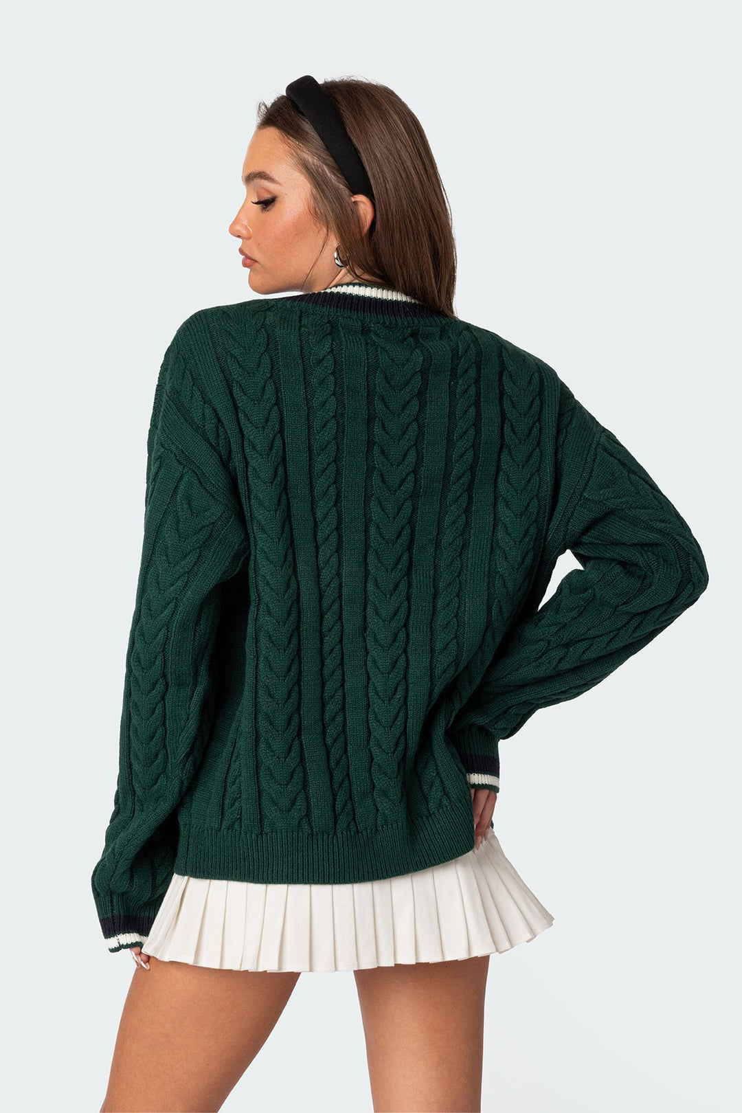 Sorvienne Oversized Cable Knit Cricket Jumper