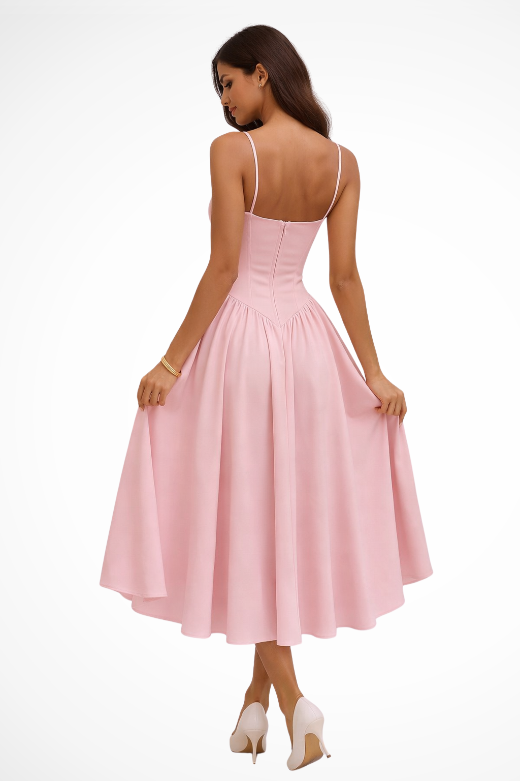 Sorvienne Women's Corset A-Line Midi Dress
