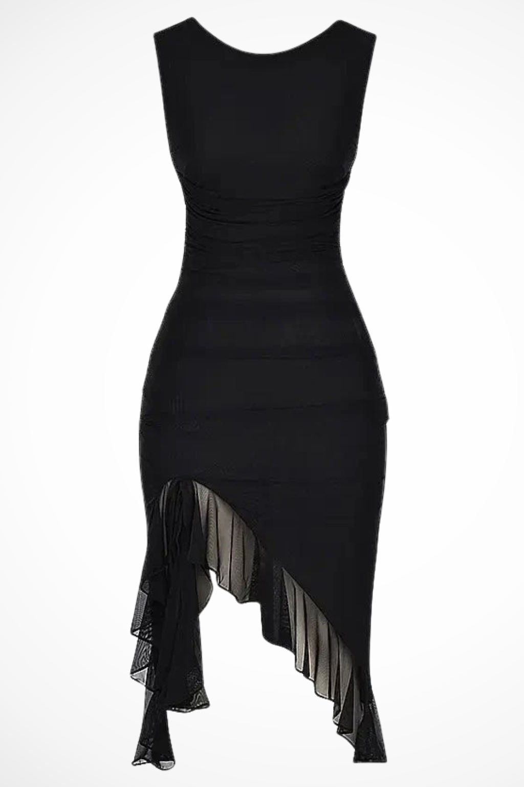 Sorvienne Women's Mesh Ruched Midi Dress
