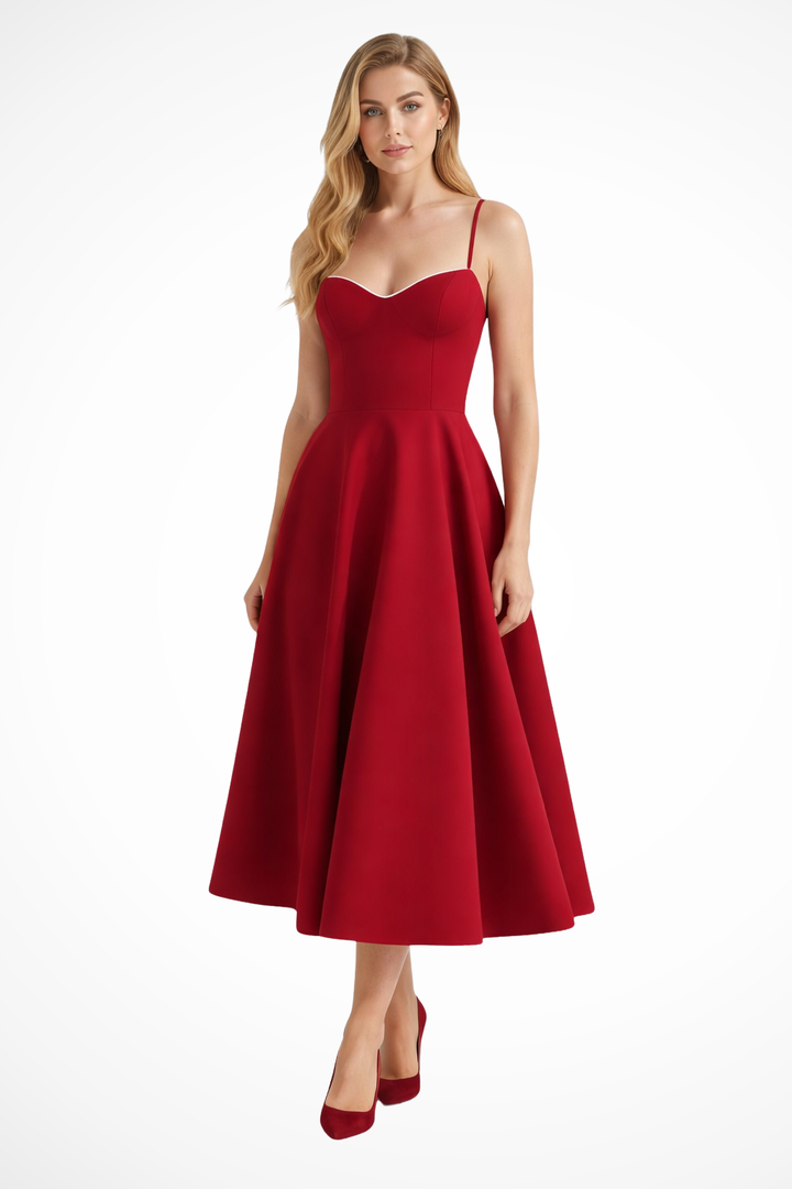 Corset Midi Dress Red – Sorvienne