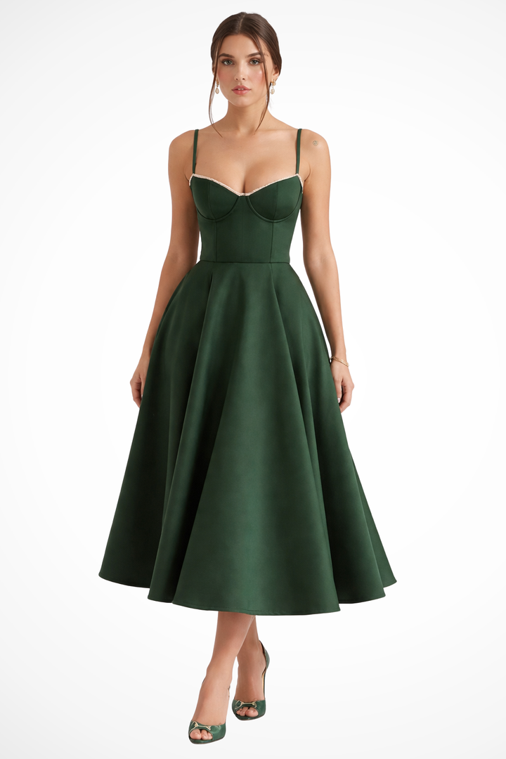 Corset Midi Dress Forest Green – Sorvienne